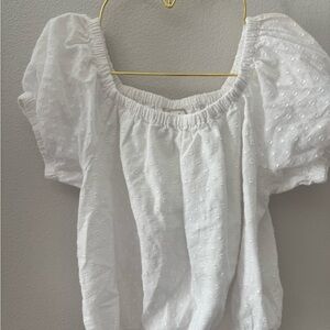 Cat & Jack White Textured Puff Sleeve Blouse